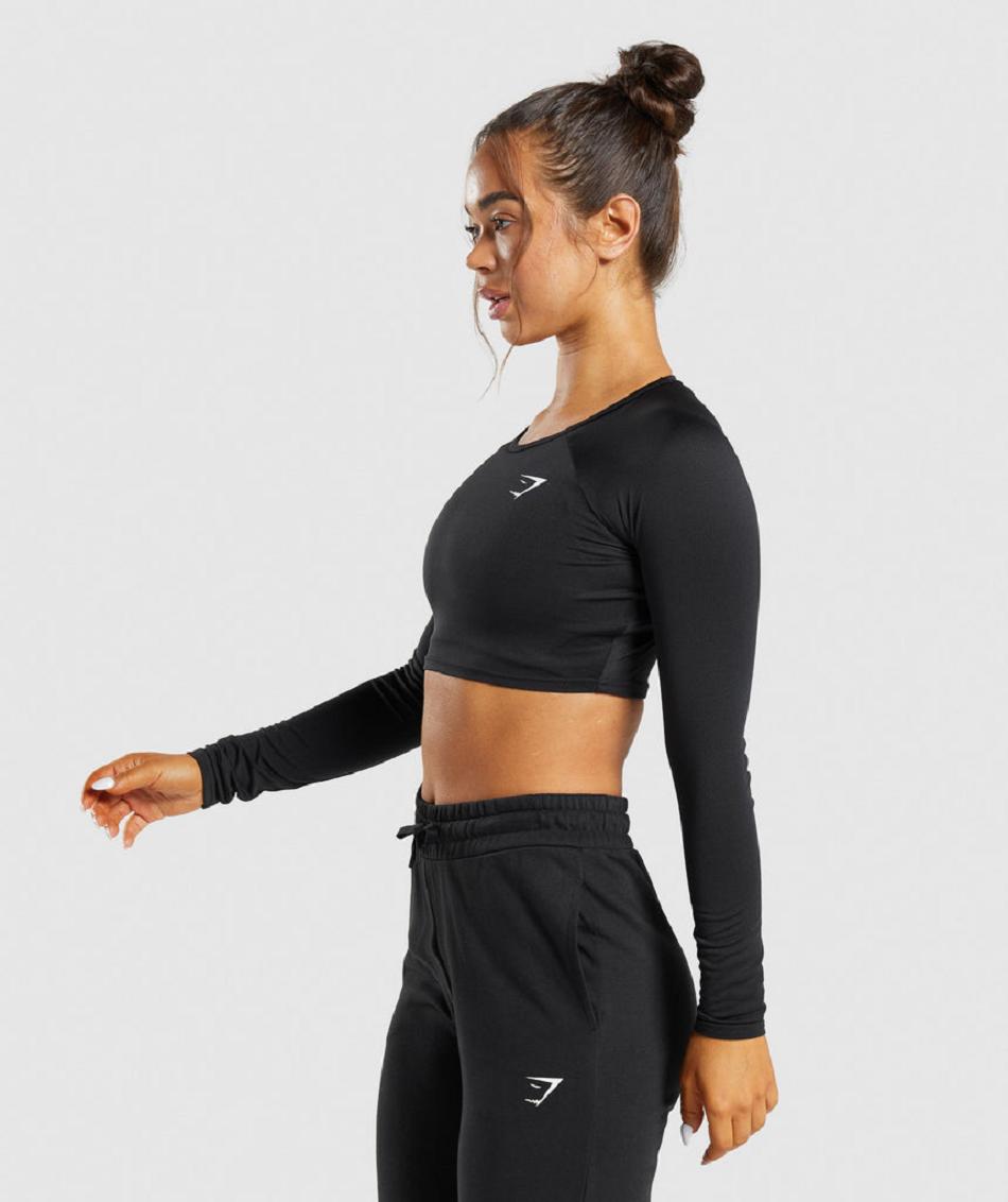 Corp Tops Gymshark Entrenamiento Long Sleeve Mujer Negras | CO 2474LIS